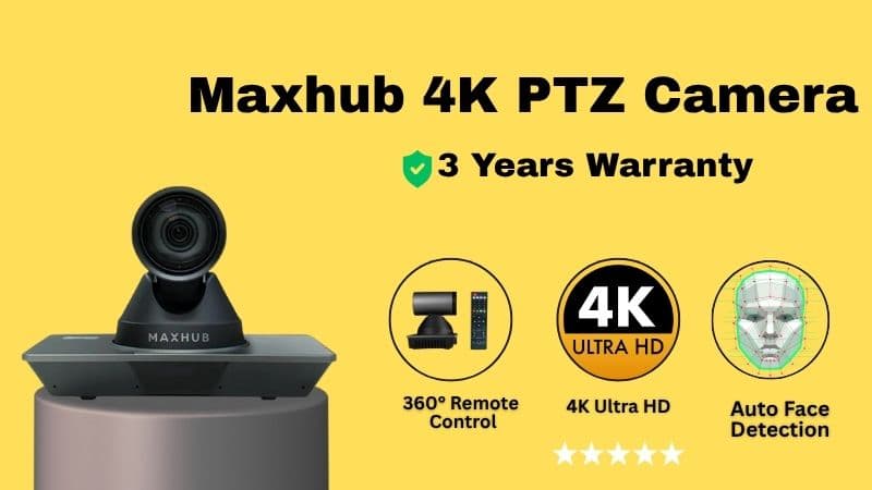 MAXHUB 4K PTZ Camera – 12X Optical Zoom, 4K Ultra HD, Gesture Control & More